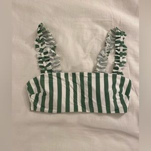 Aerie Green Stripe Bikini Top